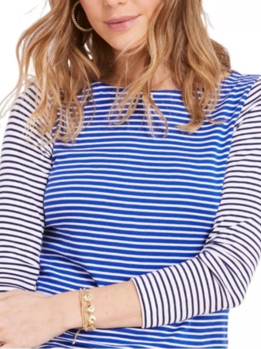 Vineyard Vines Blue and White Cotton blend Nautical Striped Top Size small